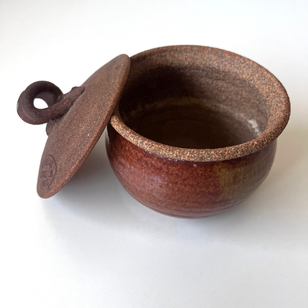 Vintage Mudflat Pottery Alviso CA Covered Vessel Lidded Stoneware Jar